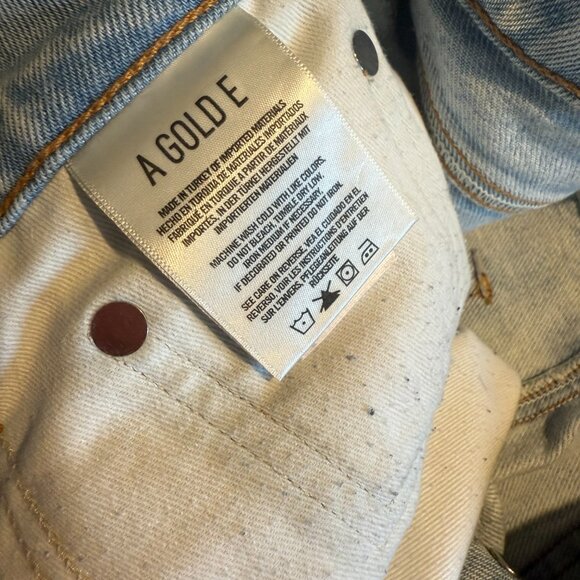 Agolde Distressed Light Wash Denim Skirt - Picture 6 of 7